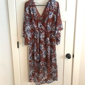 Sexy, casual, floral, rust dress